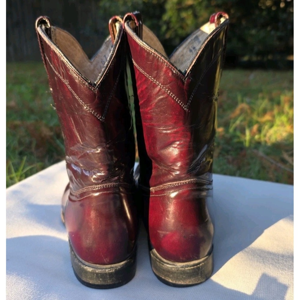 Ranchero Mens Burgundy Cherry Leather Western Cowboy Boots Made in Mexico 8.5 - Picture 4 of 10